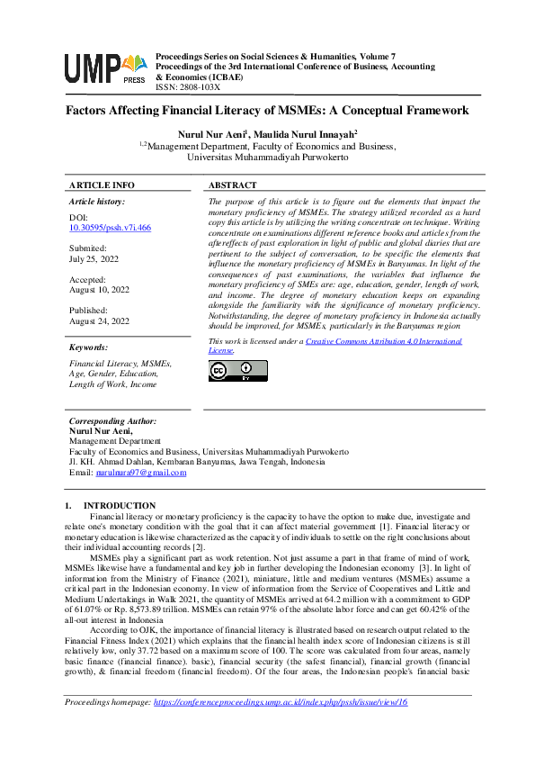  pdf factors affecting financial literacy of msmes a conceptual framework
