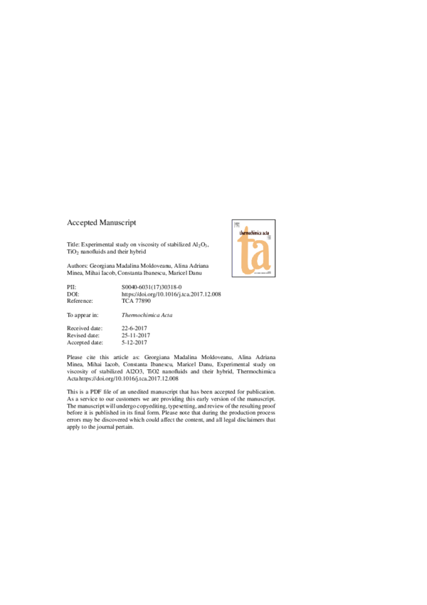 (PDF) Experimental study on viscosity of stabilized Al 2 O 3 , TiO 2 ...