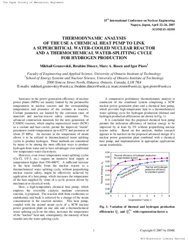 (PDF) ICONE15-10350 Thermodynamic Analysis of the Use a Chemical Heat ...