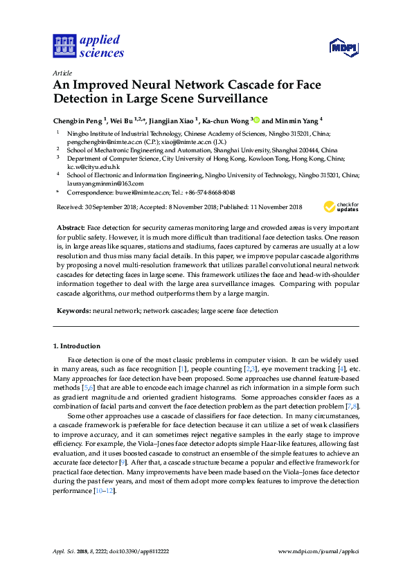 (PDF) An Improved Neural Network Cascade for Face Detection in Large ...