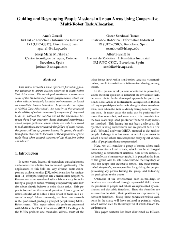 (PDF) Guiding and Regrouping People Missions in Urban Areas Using ...