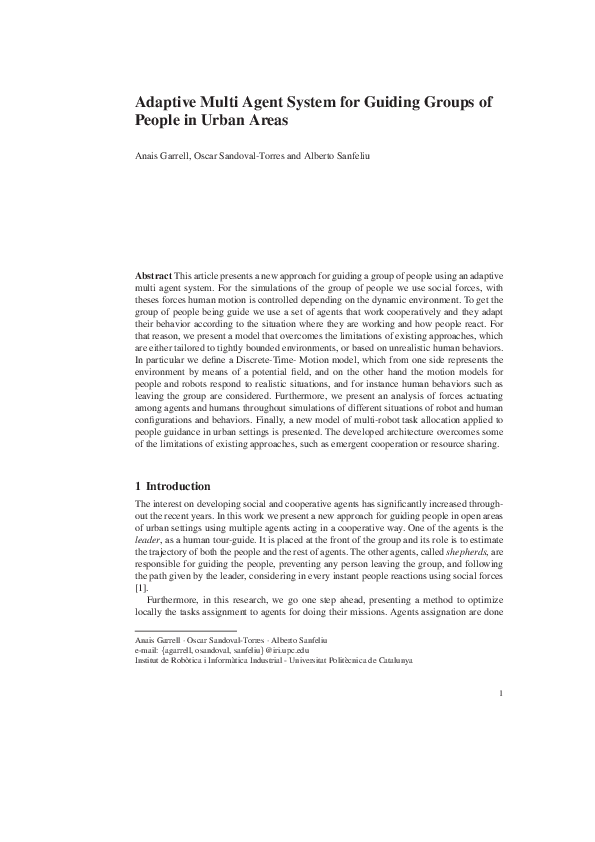 (PDF) Adaptive Multi Agent System for Guiding Groups of People in Urban ...