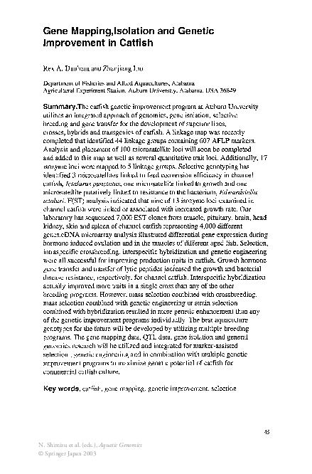 (PDF) Gene Mapping, Isolation and Genetic Improvement in Catfish