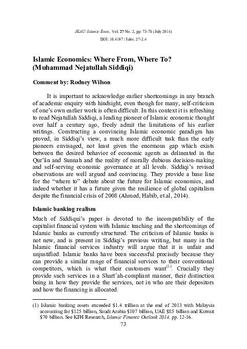 (PDF) Islamic Economics: Where from, Where To? (Muhammad Nejatullah ...