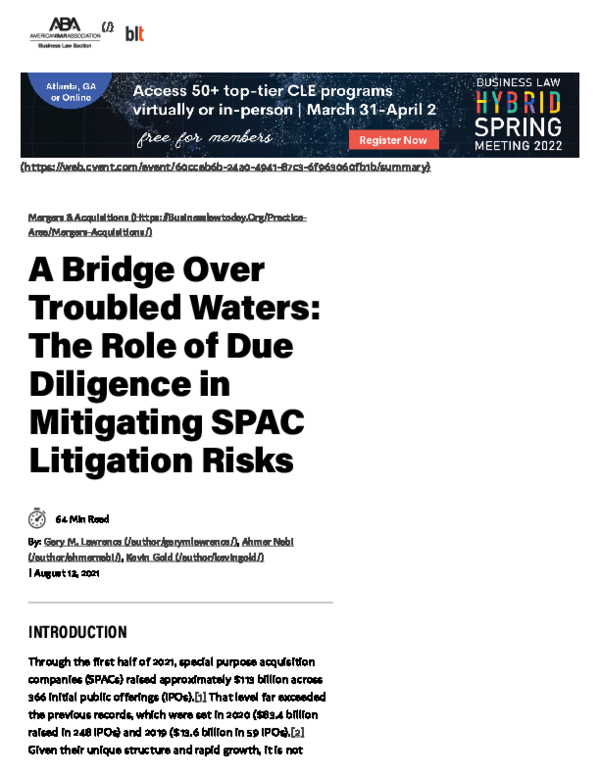 (PDF) A Bridge Over Troubled Waters The Role of Due Diligence in ...