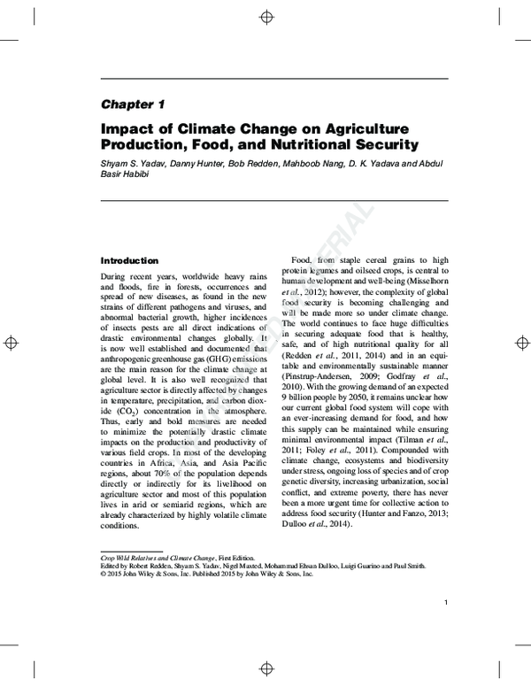 (PDF) Impact of Climate Change on Agriculture Production, Food, and ...