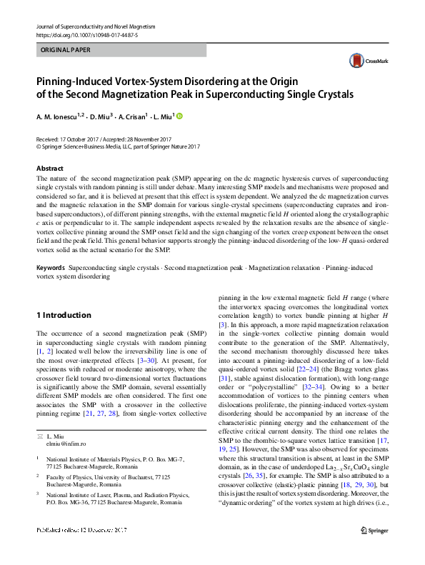 (PDF) Pinning-Induced Vortex-System Disordering at the Origin of the ...