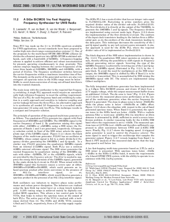 (PDF) A SiGe BiCMOS 1ns fast hopping frequency synthesizer for UWB radio