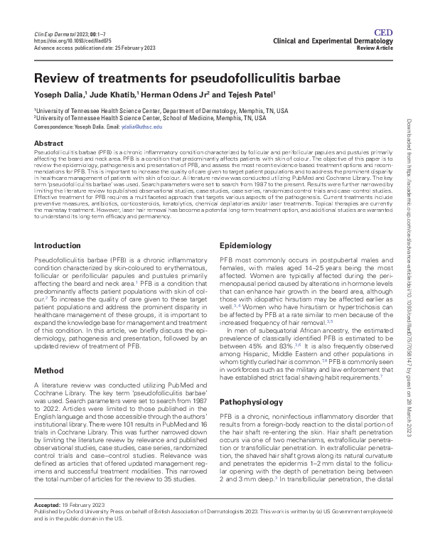 (PDF) Review of treatments for pseudofolliculitis barbae