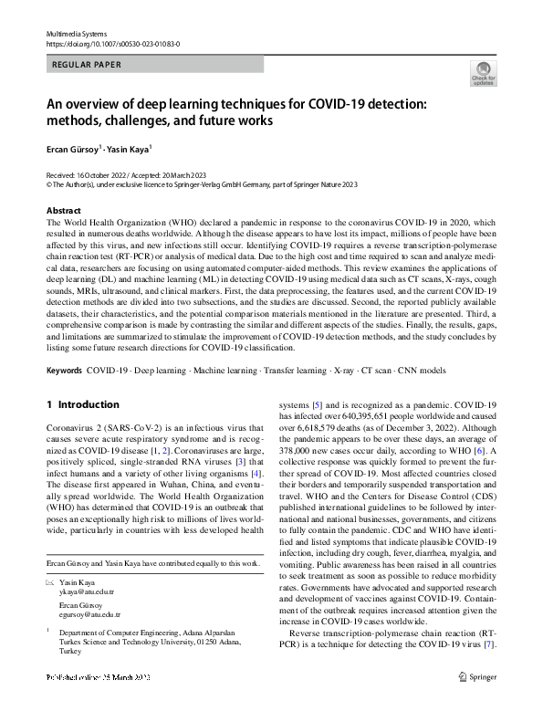 (PDF) An overview of deep learning techniques for COVID-19 detection ...