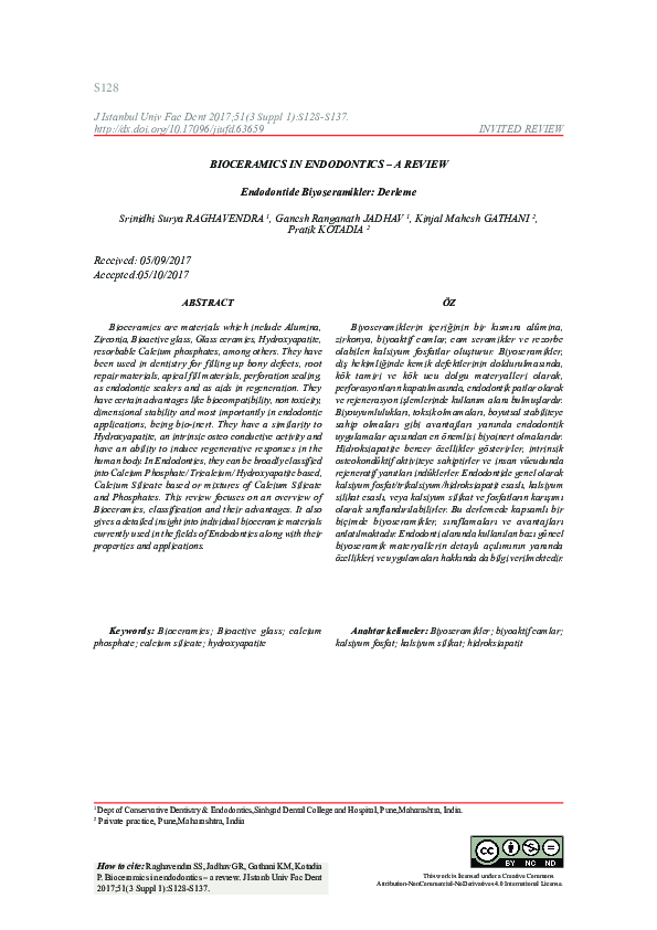 (PDF) Bioceramics in endodontics a review Dr. Kinjal Gathani