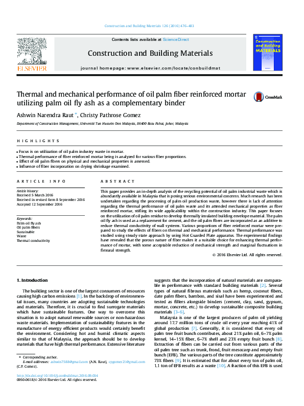 (PDF) Thermal and mechanical performance of oil palm fiber reinforced ...