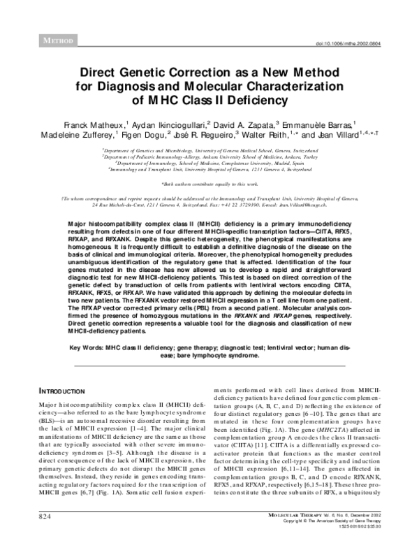 (PDF) Direct Genetic Correction as a New Method for Diagnosis and ...
