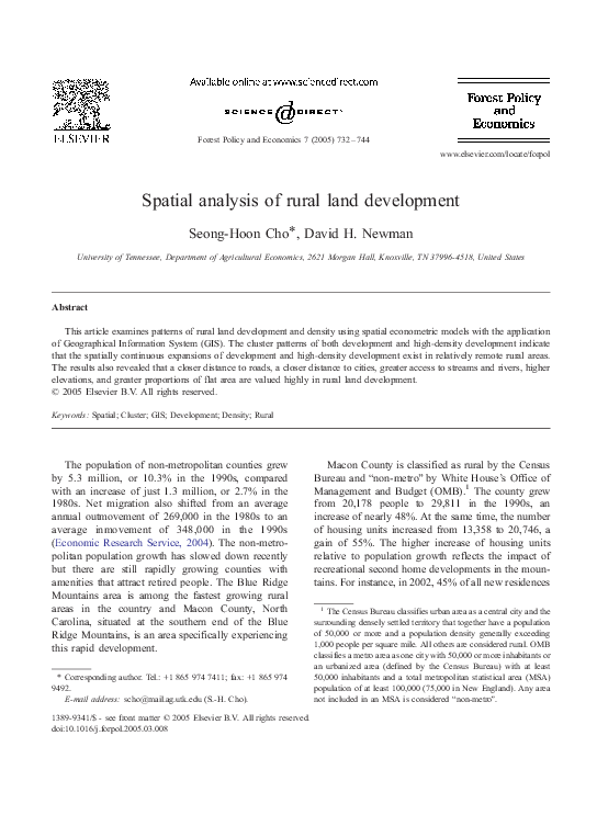 (PDF) Spatial analysis of rural land development