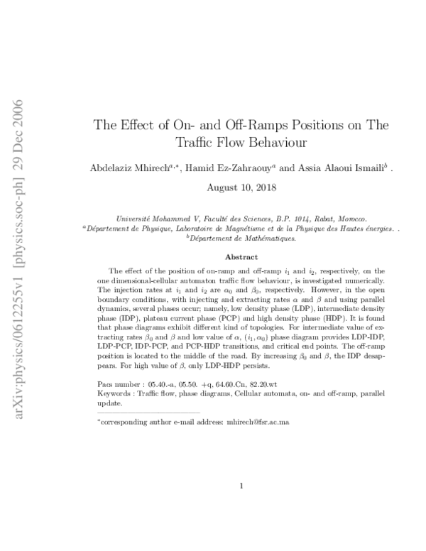 (PDF) The Effect of On-and Off-Ramps Positions on The Traffic Flow ...