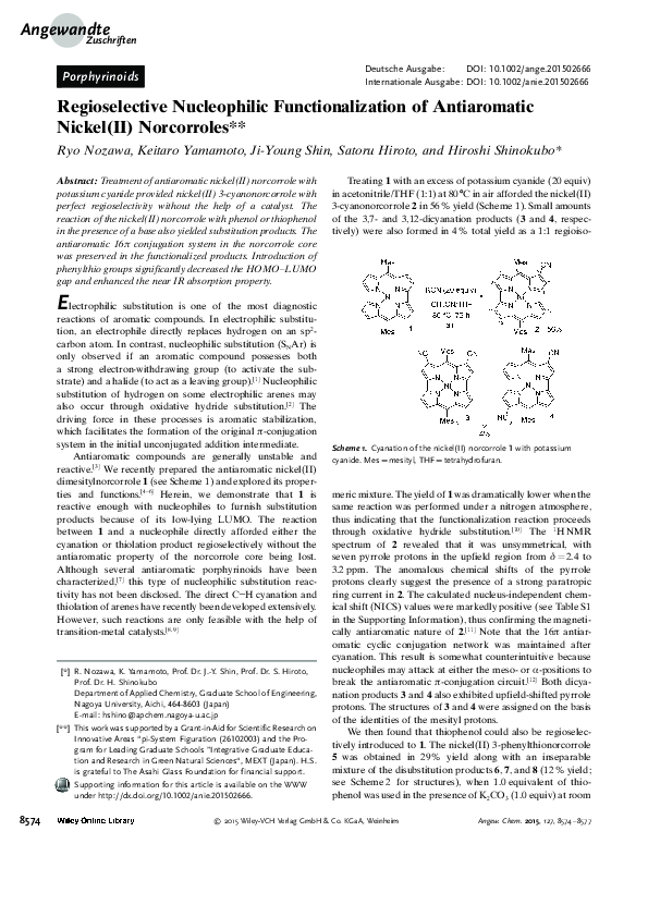 (PDF) Regioselective Nucleophilic Functionalization of Antiaromatic ...