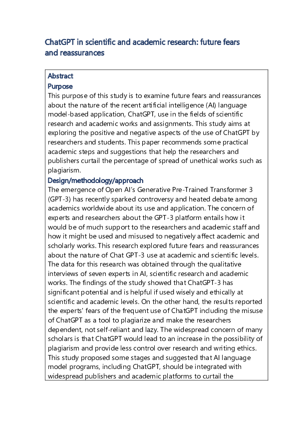 (PDF) ChatGPT in scientific and academic research: future fears and ...