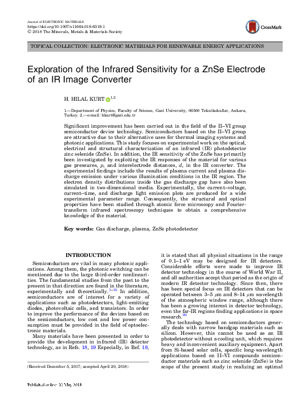 (PDF) Exploration of the Infrared Sensitivity for a ZnSe Electrode of ...