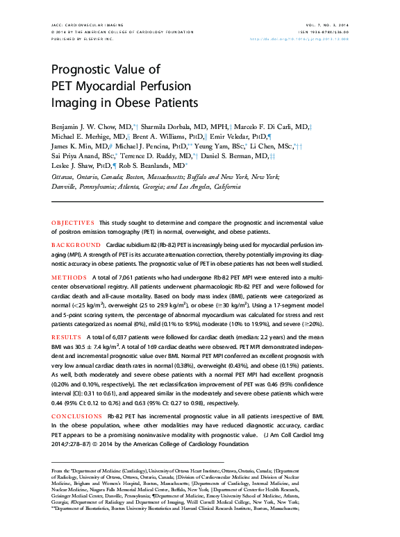 (PDF) Prognostic Value of PET Myocardial Perfusion Imaging in Obese ...