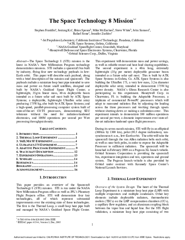 (PDF) The Space Technology 8 Mission