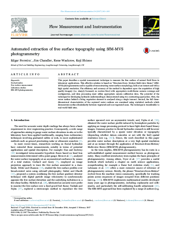 (PDF) Automated extraction of free surface topography using SfM-MVS ...