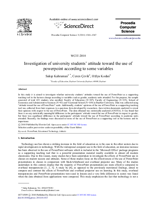 (PDF) Investigation of university students’ attitude toward the use of ...