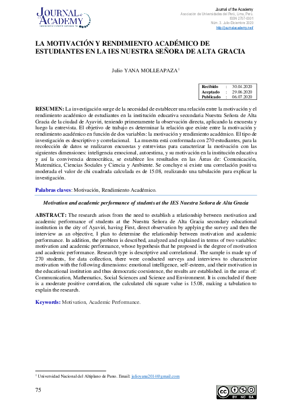(PDF) La motivación y rendimiento académico de estudiantes en la IES ...