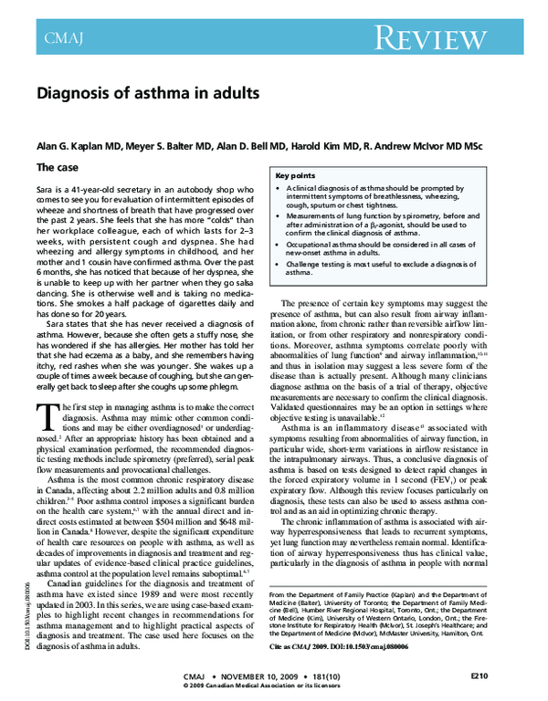 (PDF) Diagnosis of asthma in adults