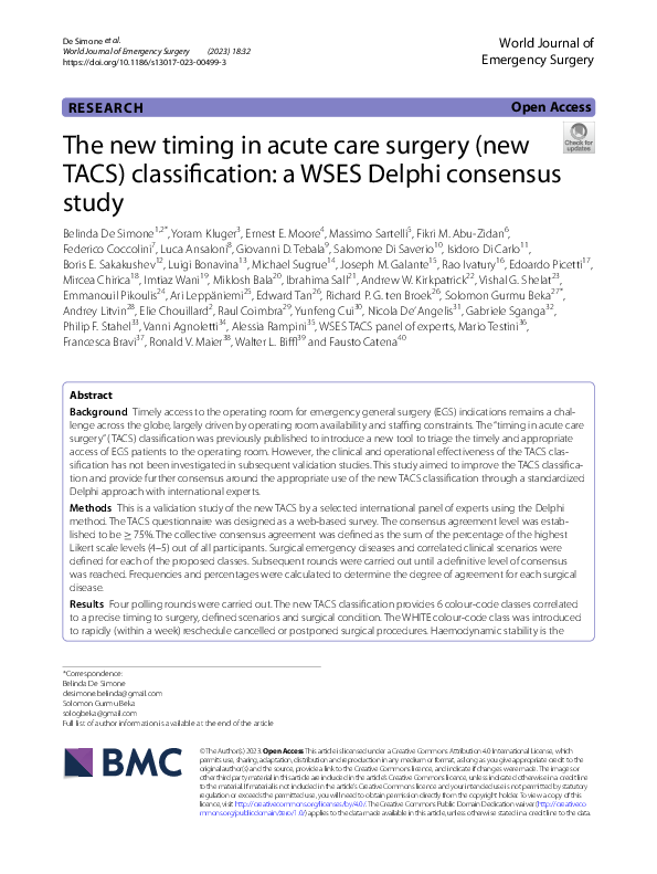 (PDF) The new timing in acute care surgery (new TACS) classification: a ...