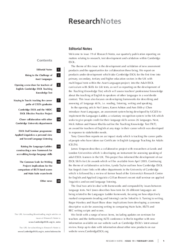 (PDF) Rising to the Challenge of Asset Languages