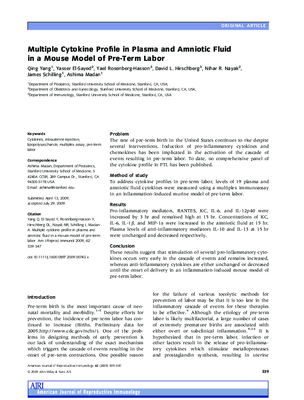 (PDF) ORIGINAL ARTICLE: Multiple Cytokine Profile in Plasma and ...