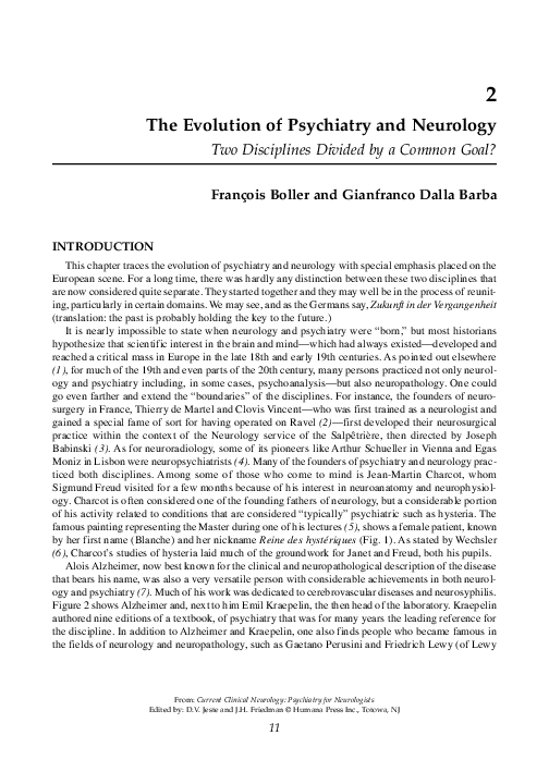 (PDF) The Evolution of Psychiatry and Neurology