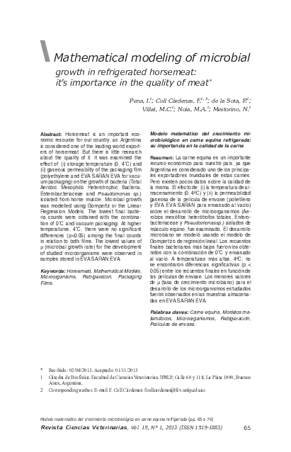 (PDF) Mathematical modeling of microbial growth in refrigerated ...