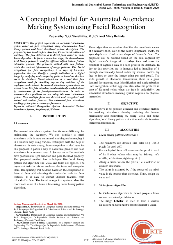 (PDF) A conceptual model for automated attendance marking system using ...