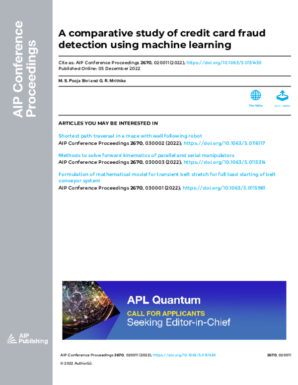 (PDF) A comparative study of credit card fraud detection using machine ...