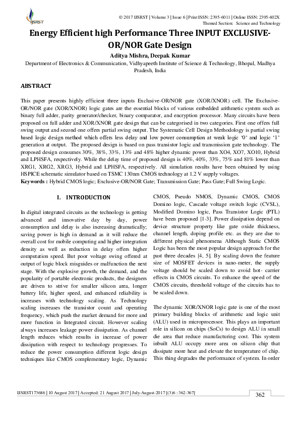 (PDF) Energy Efficient high Performance Three INPUT EXCLUSIVE-OR/NOR ...