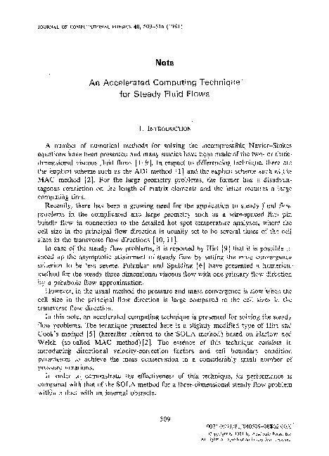 (PDF) An accelerated computing technique for steady fluid flows