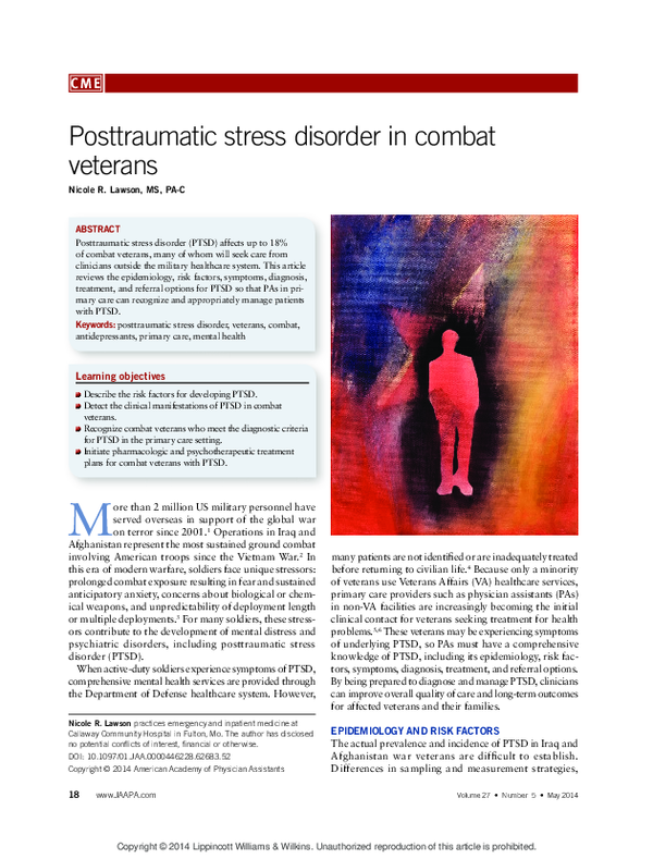 (PDF) Posttraumatic stress disorder in combat veterans