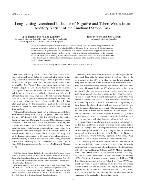 (PDF) Long-lasting attentional influence of negative and taboo words in ...