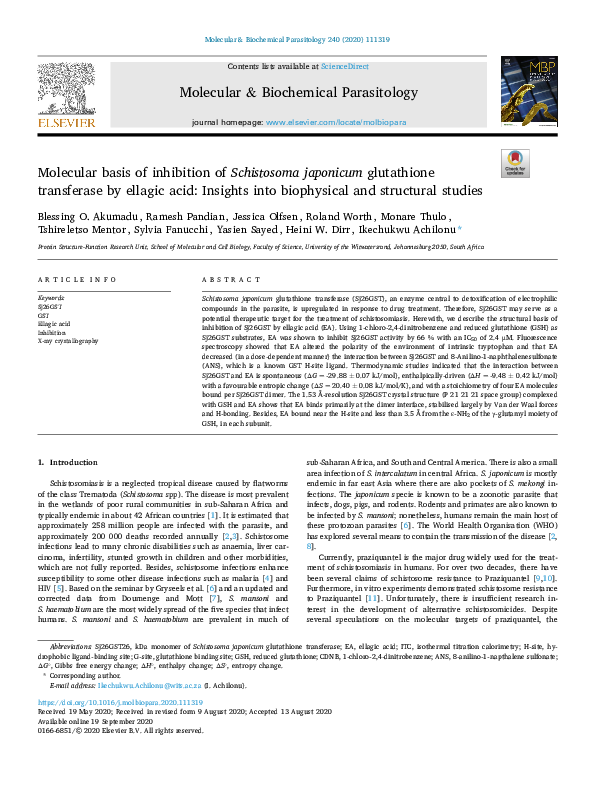 (PDF) Molecular basis of inhibition of Schistosoma japonicum ...