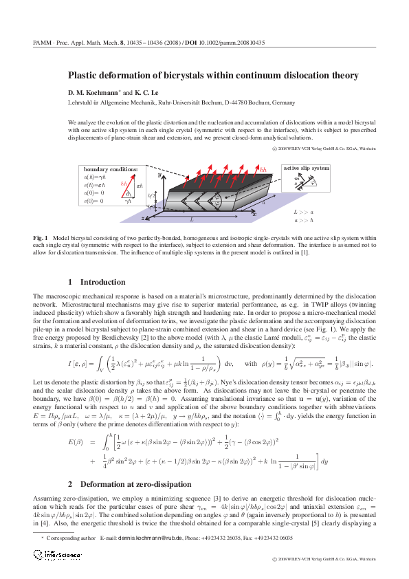 (PDF) Plastic Deformation of Bicrystals Within Continuum Dislocation Theory