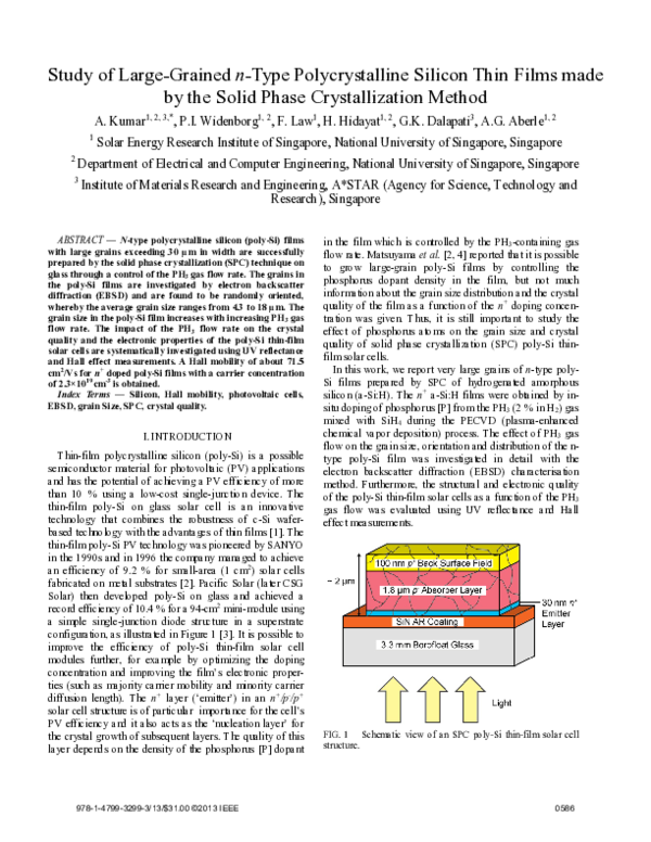 (PDF) Study of large-grained n-type polycrystalline silicon thin films ...