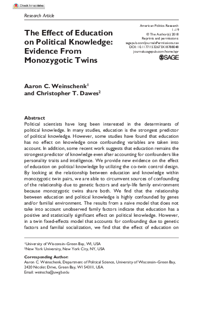 (PDF) The Effect of Education on Political Knowledge: Evidence From ...