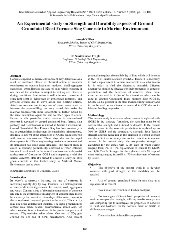 (PDF) An Experimental study on Strength and Durability aspects of ...
