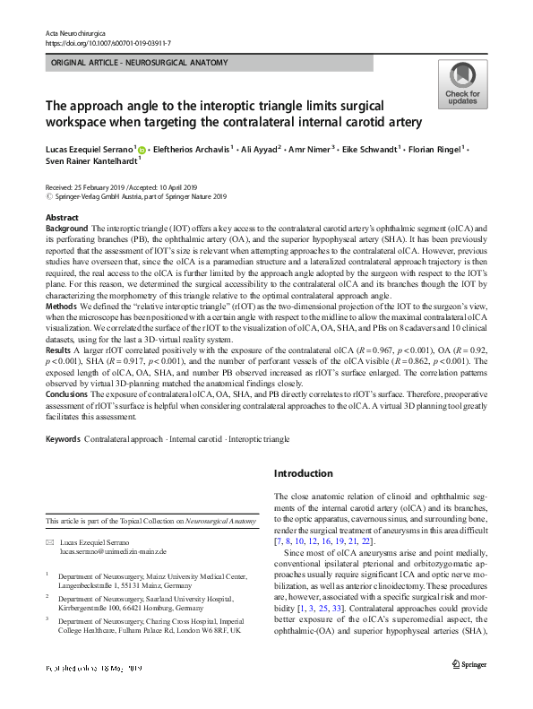 (PDF) The approach angle to the interoptic triangle limits surgical ...