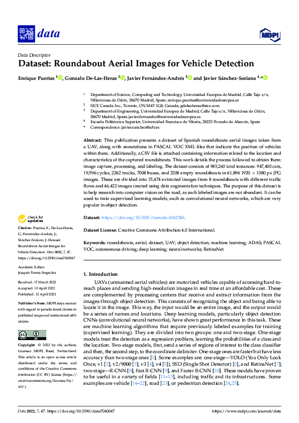 (PDF) Dataset: Roundabout Aerial Images for Vehicle Detection