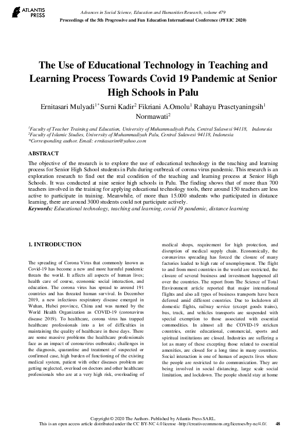 (PDF) The Use of Educational Technology in Teaching and Learning ...