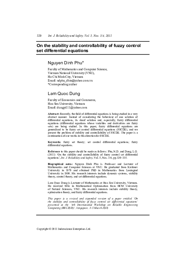 (PDF) On the stability and controllability of fuzzy control set ...