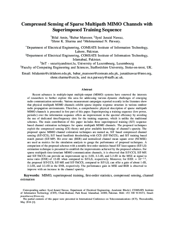 (PDF) Compressed Sensing of Sparse Multipath MIMO Channels with ...