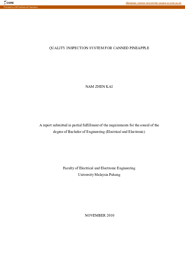 (PDF) Quality inspection system for canned pineapple Kai Nam CHU